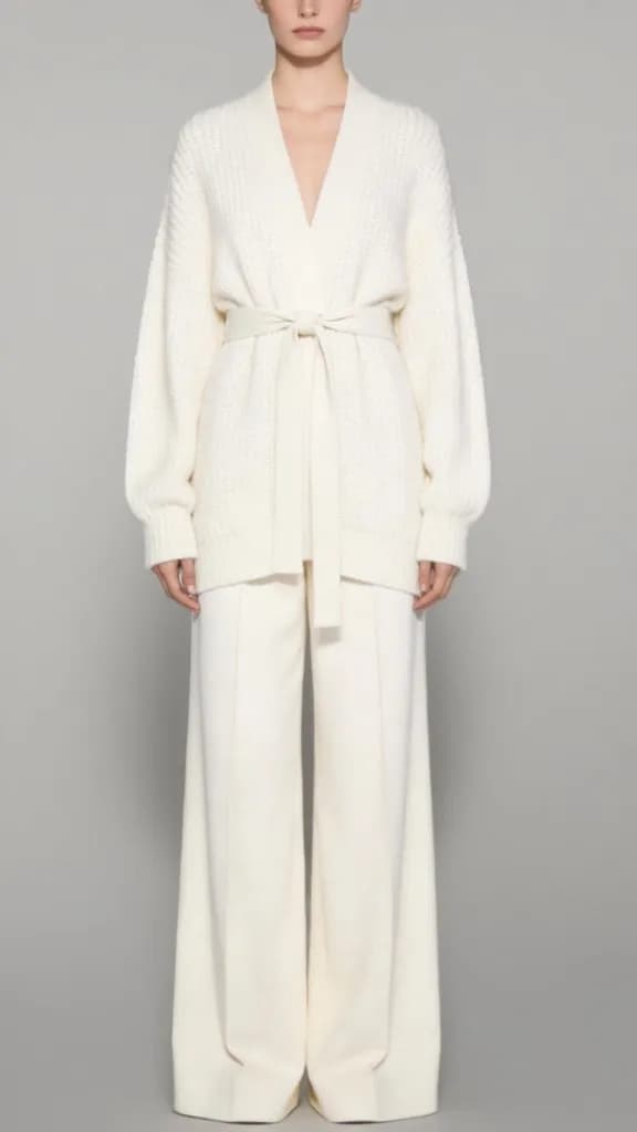 White knit cardigan outfit