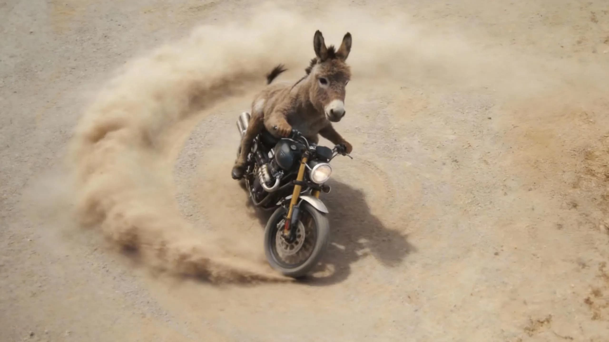 Donkey drifting on motorcycle reference image